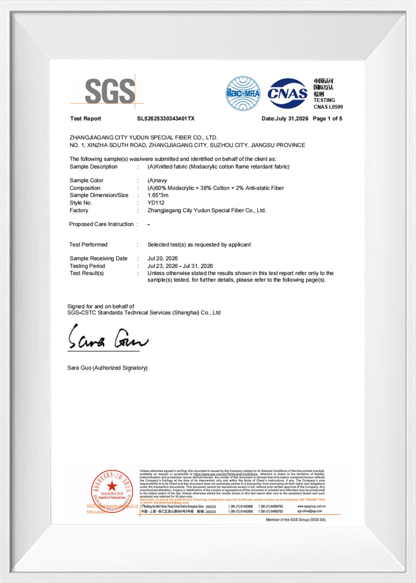 SGS-Testbericht
