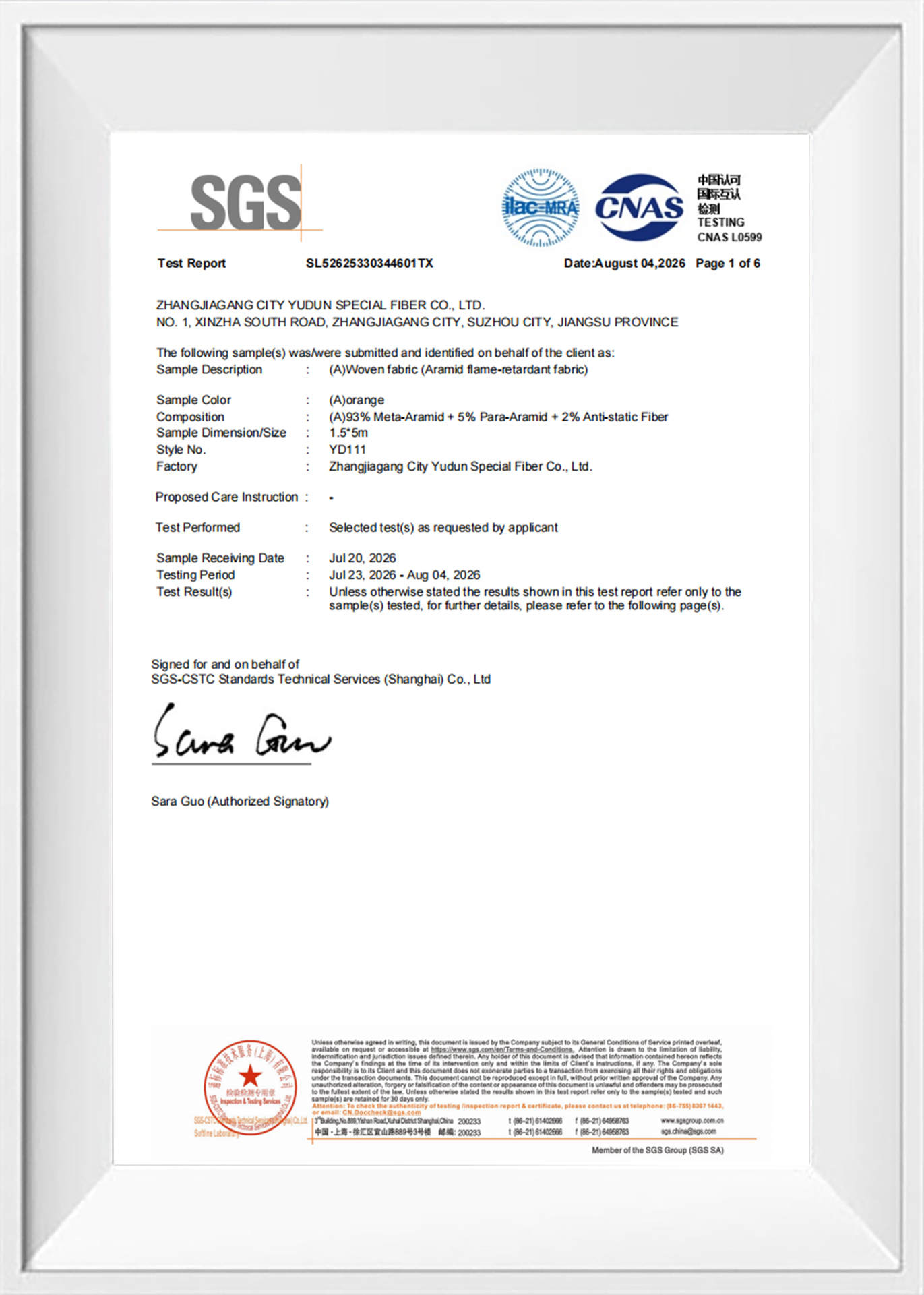 SGS-Testbericht